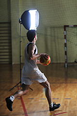 Image showing basket ball game player at sport hall