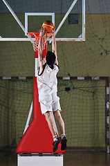 Image showing basket ball game player at sport hall