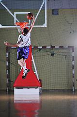 Image showing basket ball game player at sport hall