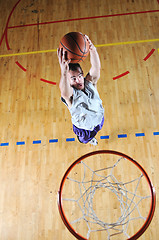 Image showing basket ball game player at sport hall