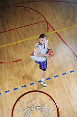 Image showing basket ball game player at sport hall