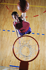 Image showing basket ball game player at sport hall