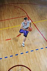 Image showing basket ball game player at sport hall