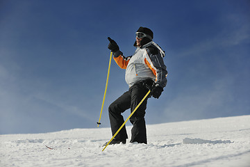 Image showing skier pointing direction