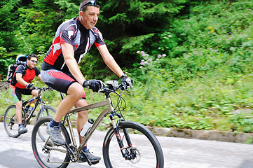 Image showing friendship and travel on mountain bike