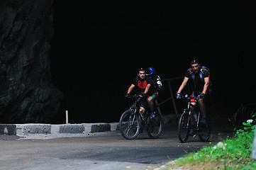 Image showing friendshiop outdoor on mountain bike