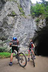 Image showing friendshiop outdoor on mountain bike