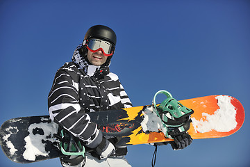 Image showing snowboarder portrait