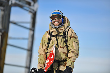 Image showing snowboarder portrait