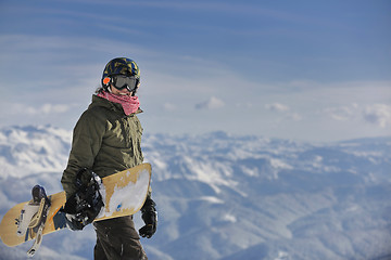 Image showing snowboarder portrait