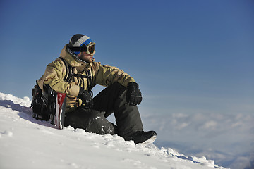 Image showing snowboarder portrait