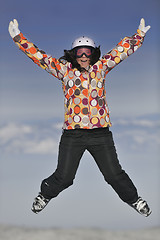 Image showing happy woman on sunny winter day