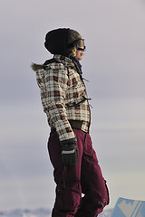 Image showing happy woman on sunny winter day