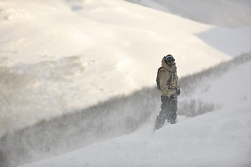 Image showing happy snowboarder portrait