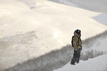 Image showing happy snowboarder portrait