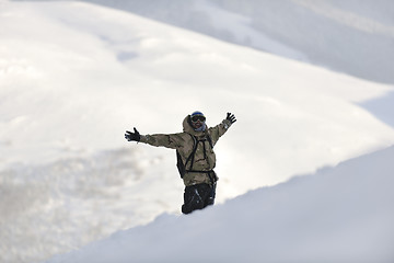 Image showing happy snowboarder portrait