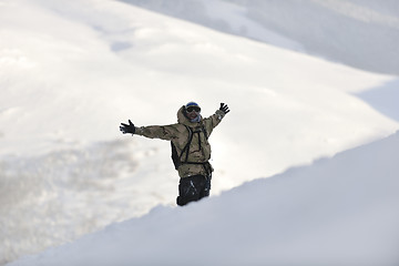 Image showing happy snowboarder portrait