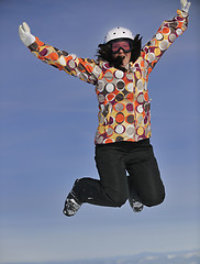 Image showing happy woman on sunny winter day