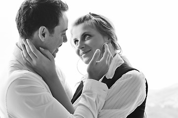 Image showing romantic happpy couple on balcony 