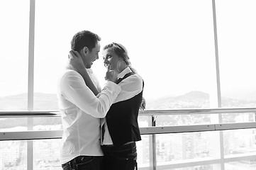 Image showing romantic happpy couple on balcony 