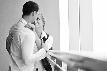 Image showing romantic happpy couple on balcony 