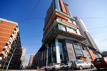 Image showing modern building at sunny day and clear blue sky