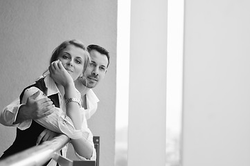 Image showing romantic happpy couple on balcony