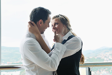 Image showing romantic happpy couple on balcony