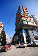 Image showing modern building at sunny day and clear blue sky