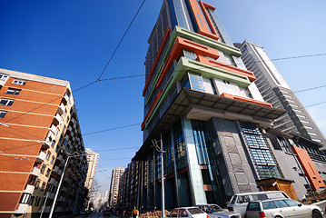 Image showing modern building at sunny day and clear blue sky