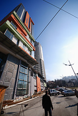 Image showing modern building at sunny day and clear blue sky