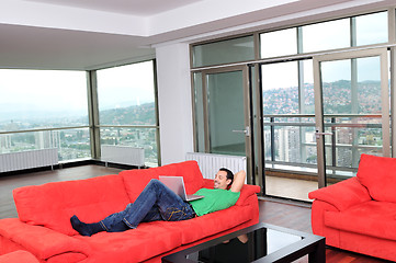 Image showing happy couple in empty apartment