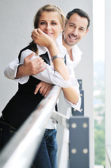 Image showing romantic happpy couple on balcony