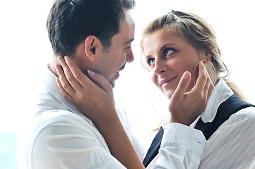 Image showing romantic happpy couple on balcony