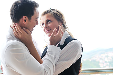 Image showing romantic happpy couple on balcony