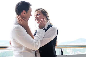 Image showing romantic happpy couple on balcony