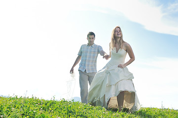 Image showing happy bride and groon outdoor