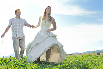 Image showing happy bride and groon outdoor