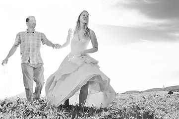 Image showing happy bride and groon outdoor