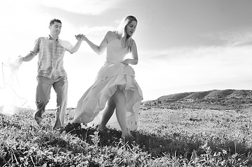 Image showing happy bride and groon outdoor