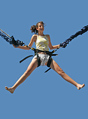 Image showing Girl bungee jumping