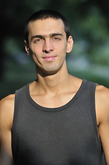 Image showing  young casual man outdoor portrait smiling