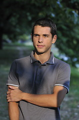 Image showing  young casual man outdoor portrait smiling