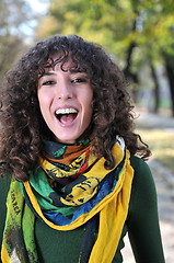 Image showing brunette Cute young woman  smiling 