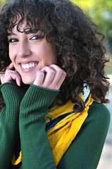 Image showing Young curly woman smiling 