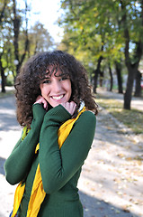 Image showing brunette Cute young woman  smiling 