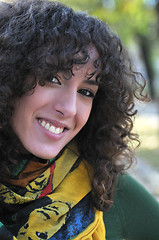 Image showing Young curly woman smiling 