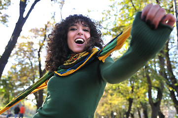 Image showing brunette Cute young woman  smiling 