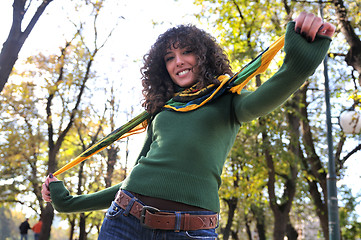 Image showing Young curly woman smiling 