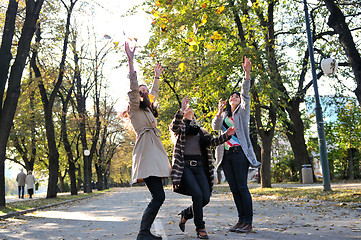 Image showing Three young ladies enjoying themselves